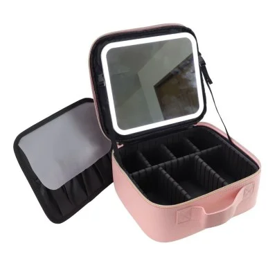Orca Makeup Bag with Illuminated Mirror - Pink